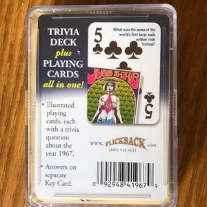 Trivia card deck plus playing cards